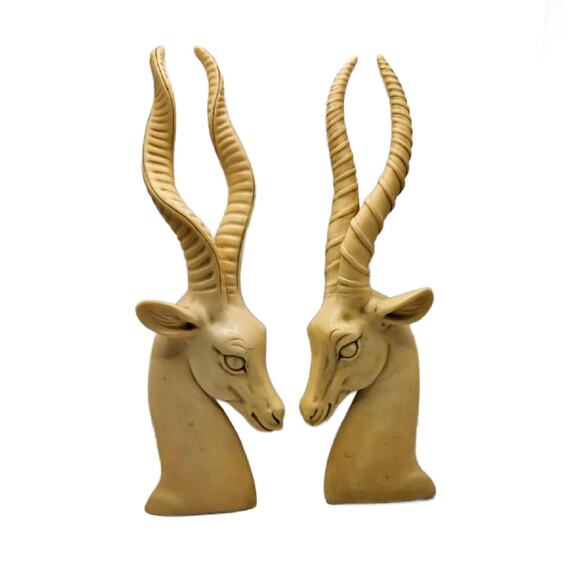 Vintage Carved Italian Alabaster Impala Sculpture Plaques 1950s, 13" Tall - Picture 11 of 11